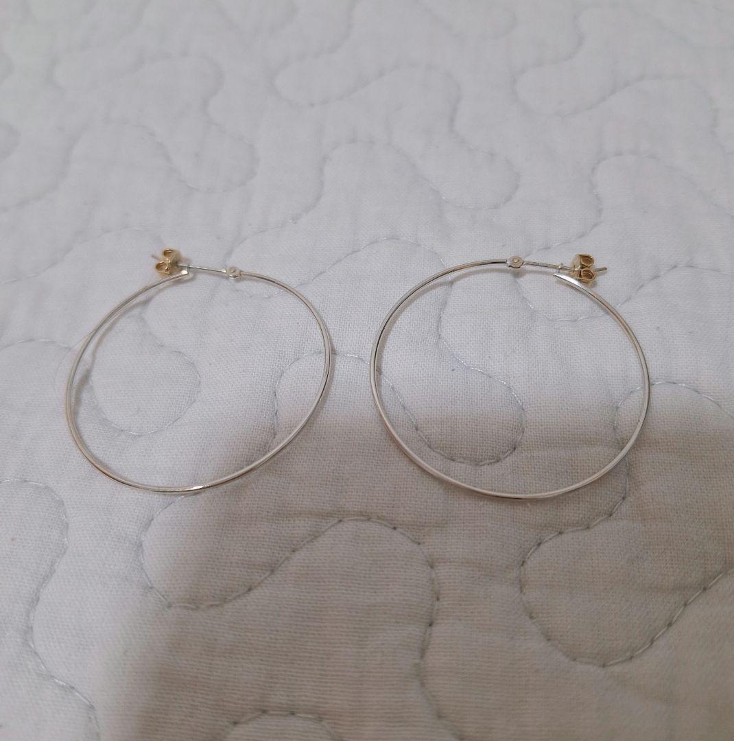 シルバー フープピアス k10 wg k18 シルバー ホワイトゴールド