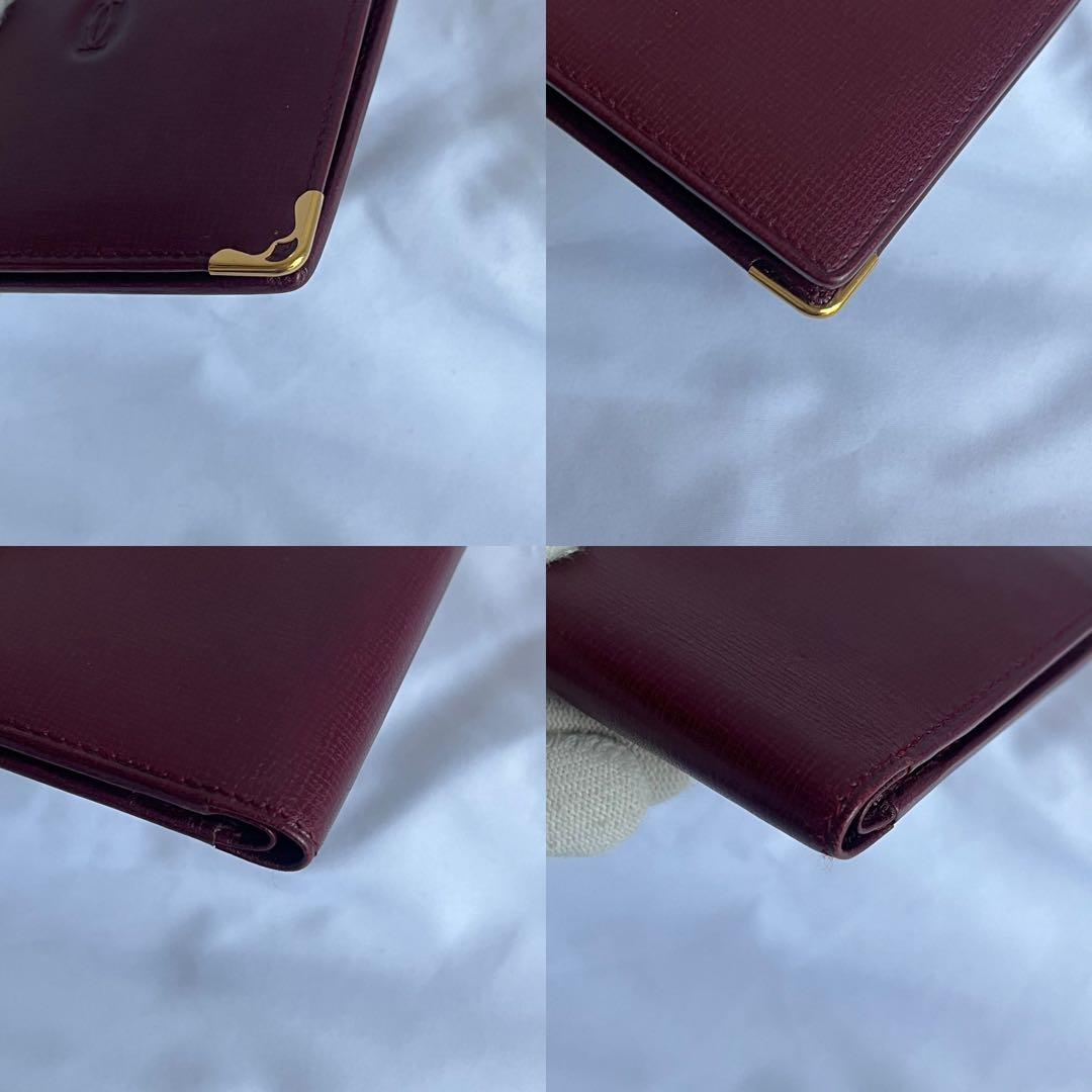 ✨未使用級✨　Cartier 　折り財布　財布　ボルドー　レザー　マストライン