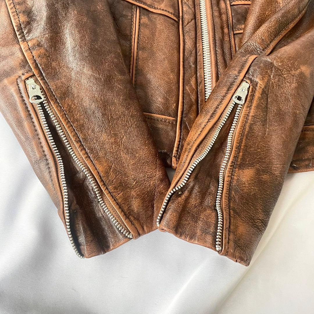 70s vintage lesco ブラウン　レザージャケット　シングルレザー