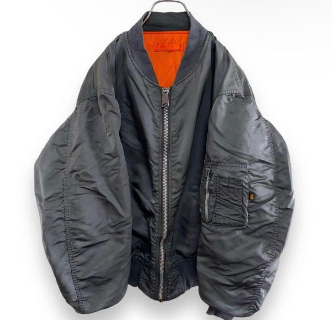 あおば着用ALPHA Lアメリカ古着USA製 MA-1中綿フライトジャケット