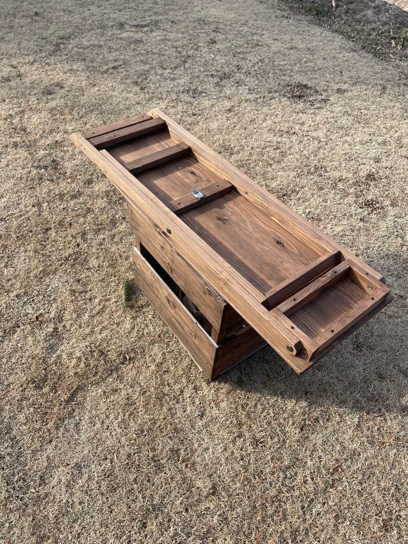 アウトドアカフェテーブル　折りたたみ式　ハンドメイド　アンティーク　アイロン台