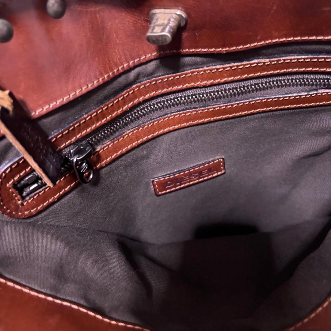 【極希少】ディーゼル トートバッグ デニム レザー A4 肩掛け スタッズ