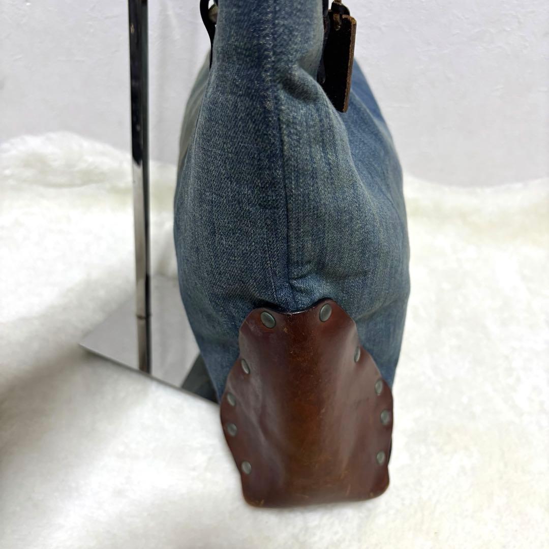 【極希少】ディーゼル トートバッグ デニム レザー A4 肩掛け スタッズ