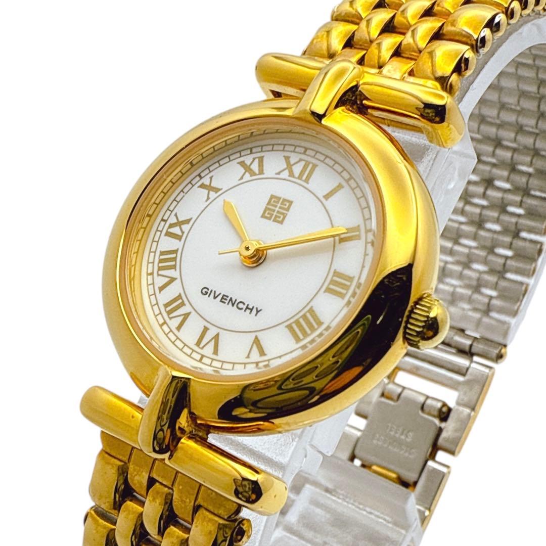 新品電池★ジバンシー 4Gロゴ クォーツ 腕時計 ゴールド アラビア数字 箱付属