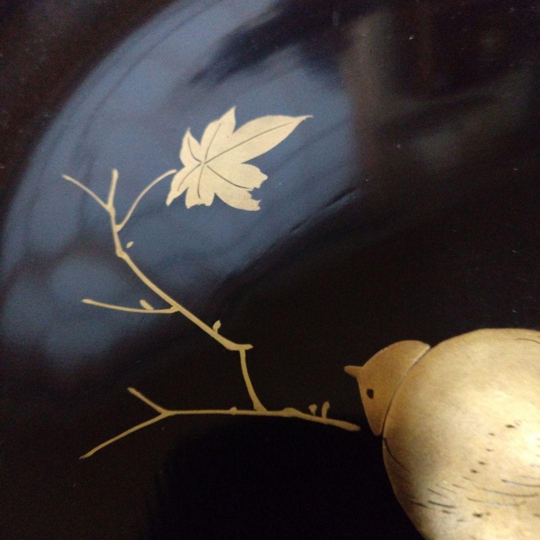 【漆器】輪島塗　江戸期　金蒔絵　金縁　本漆塗　紅葉鳥紋様