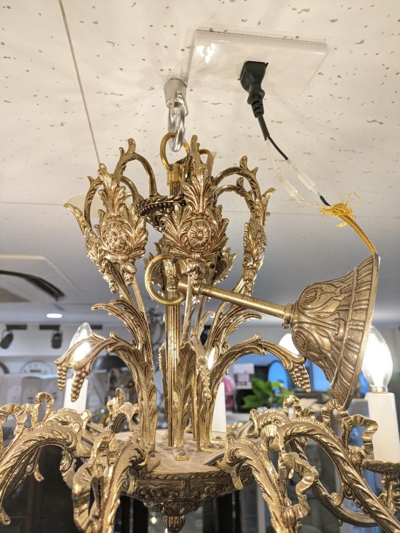 1【イタリア製】 アンティーク シャンデリア 金 8灯 ゴールド ゴージャス