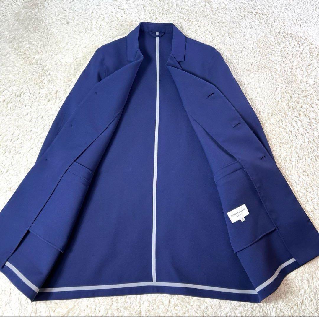 【極美品】TOMORROWLAND ロングチェスターコート 無縫製 ブルー L