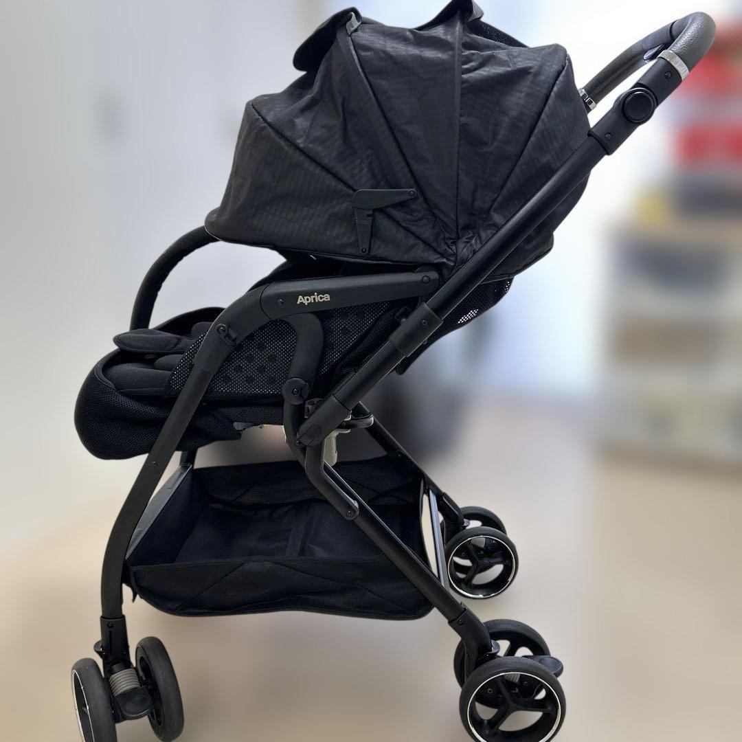 Aprica オプティアクッショングレイス ブラック 対面背面 A形 雨カバー付