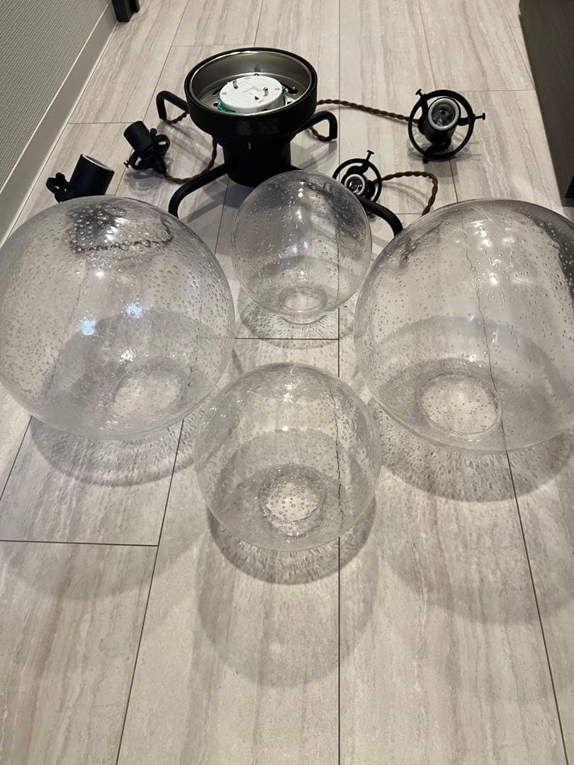 4灯 気泡入りガラス ペンダントライト オレリア シーリング