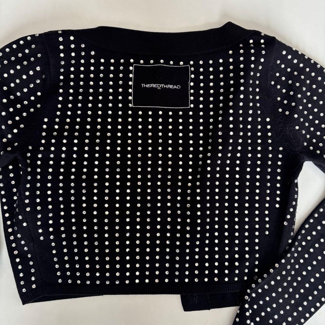 S rhinestone cardigan cropped ザレッドスレッド