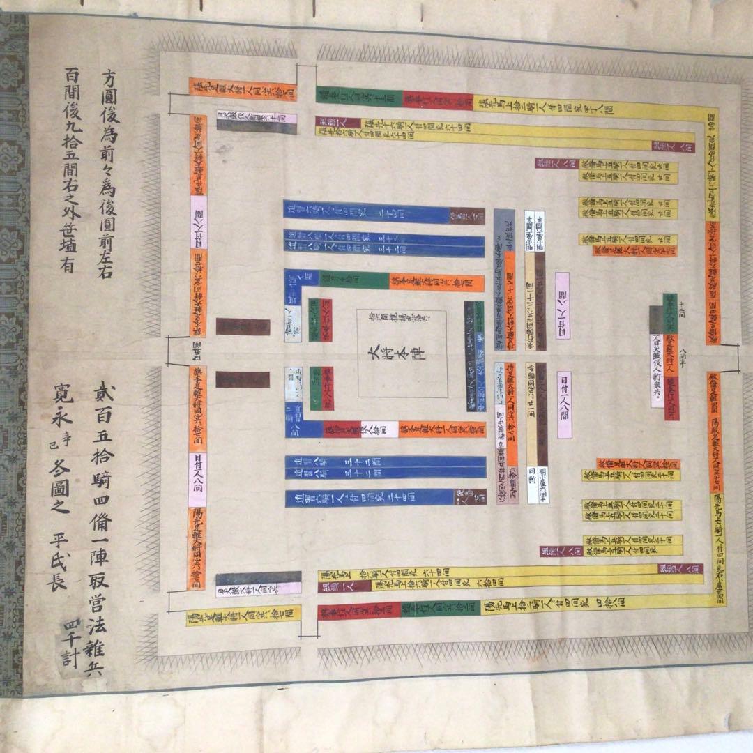 No2516掛軸　北条流軍隊之図　紙本合箱　手彩色肉筆画　古美術　時代　送料無料