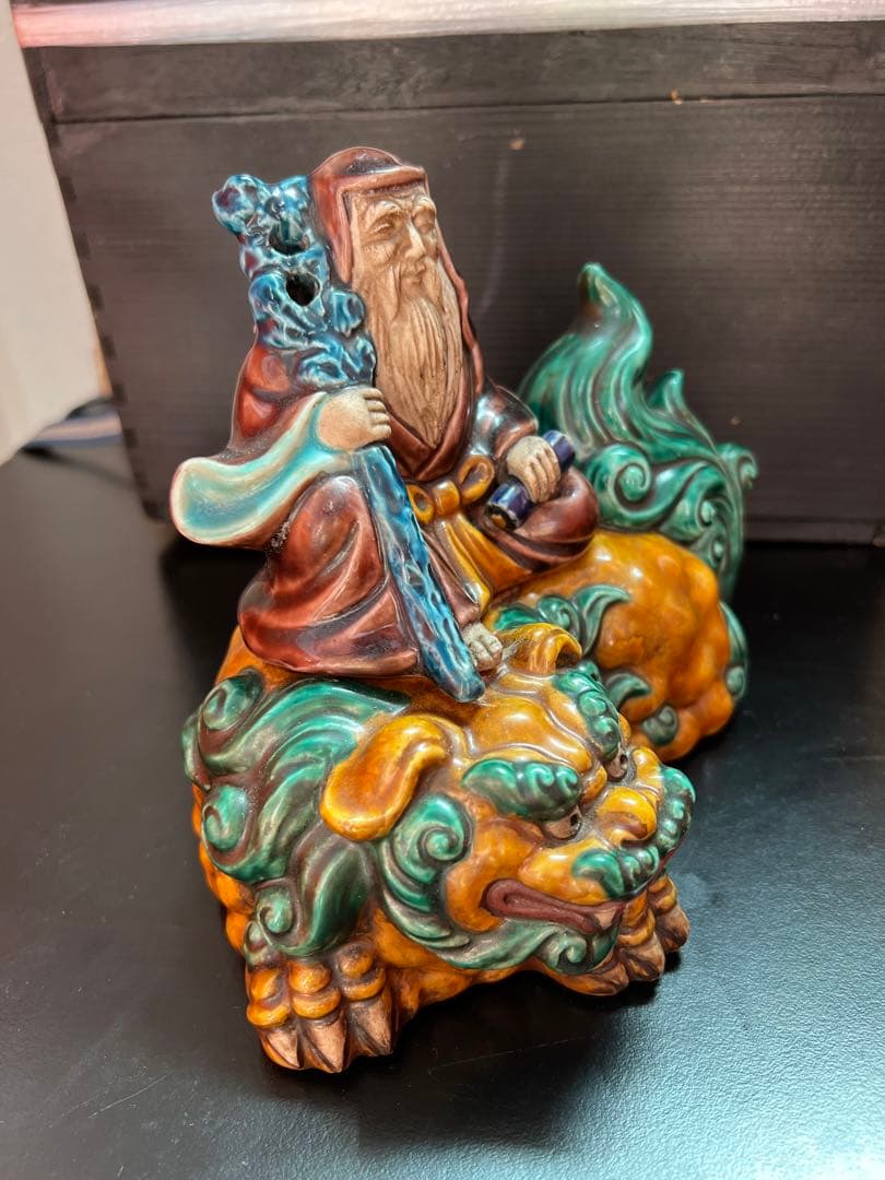800  九谷焼　獅子　猛獣　置物　時代物