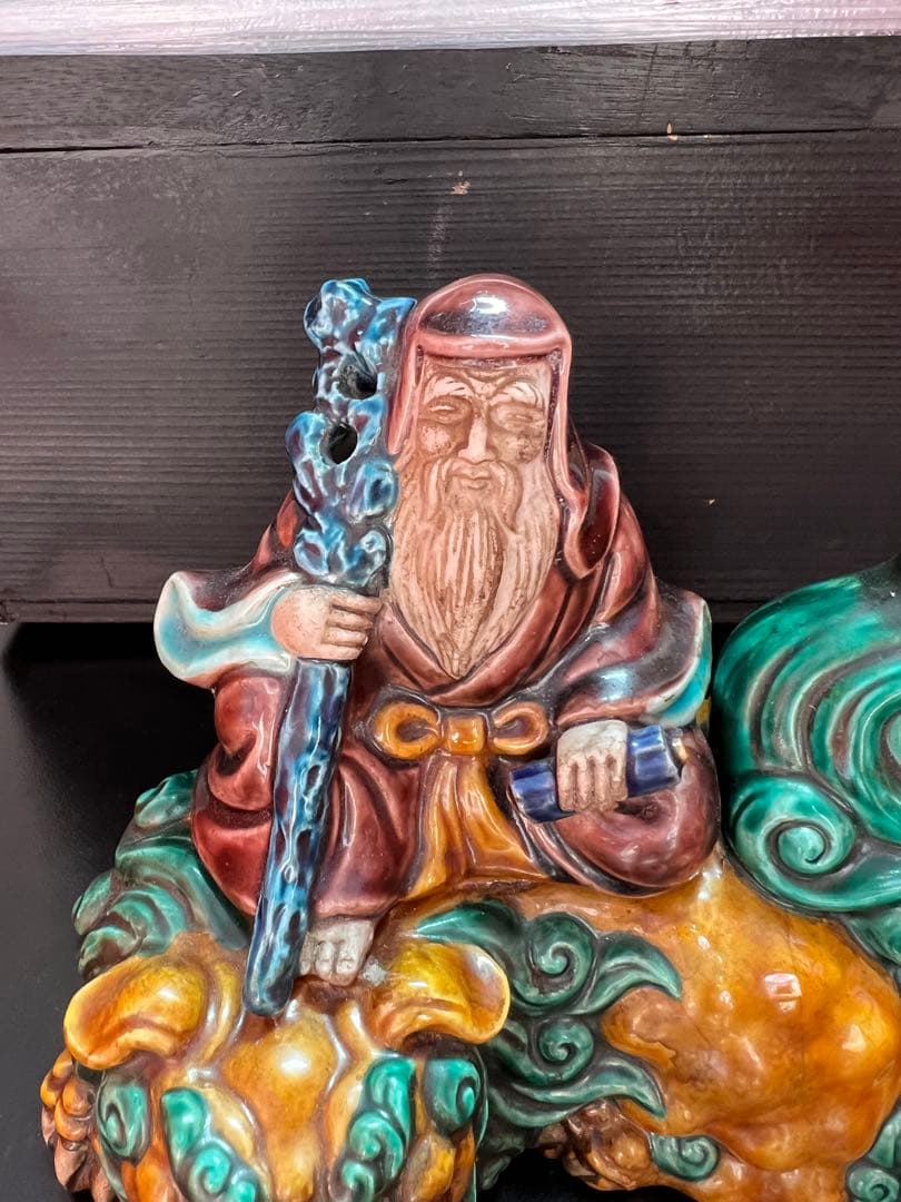800  九谷焼　獅子　猛獣　置物　時代物