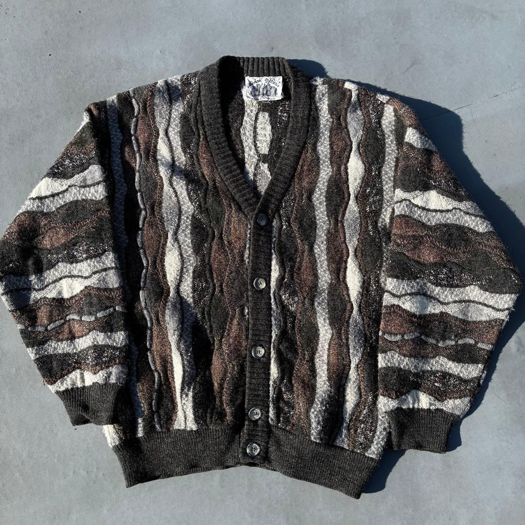 80s~90s VINTAGE イタリア製 立体編みカーディガン COOGI風