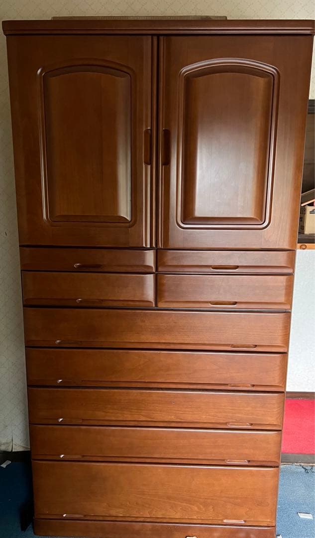 ブラウン 引き出し式タンス 可動棚付き2段にわかれます