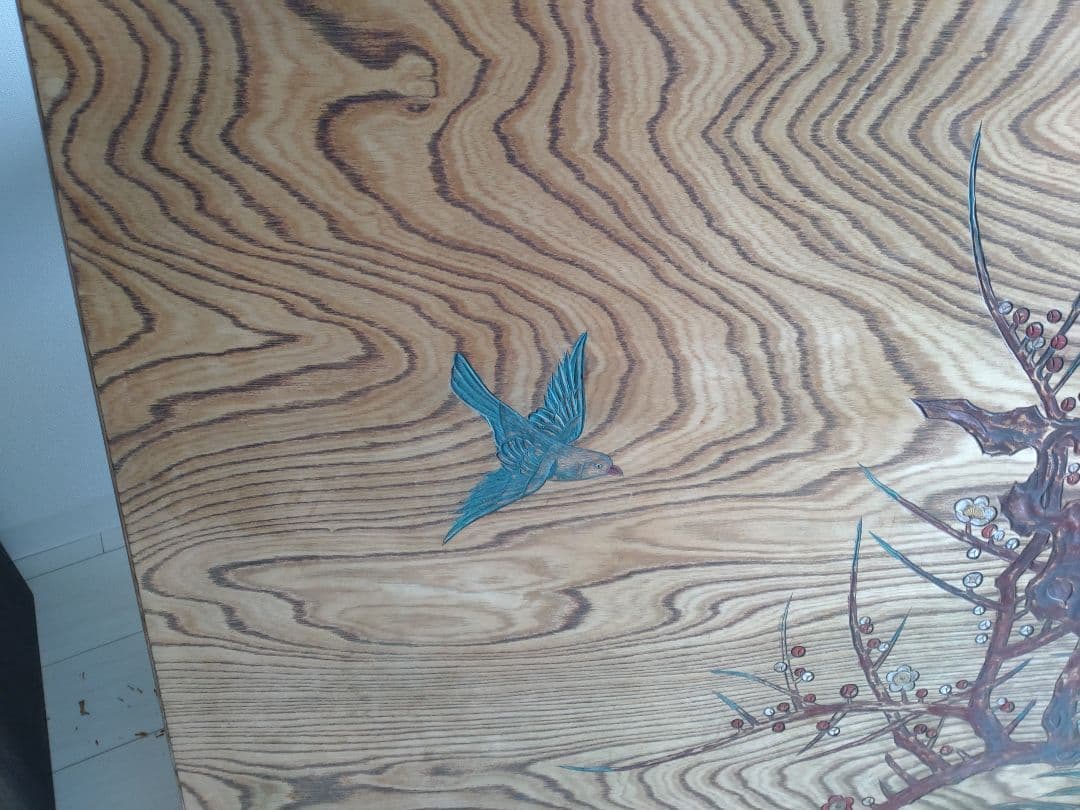 座卓　テーブル　梅とうぐいすのデザイン