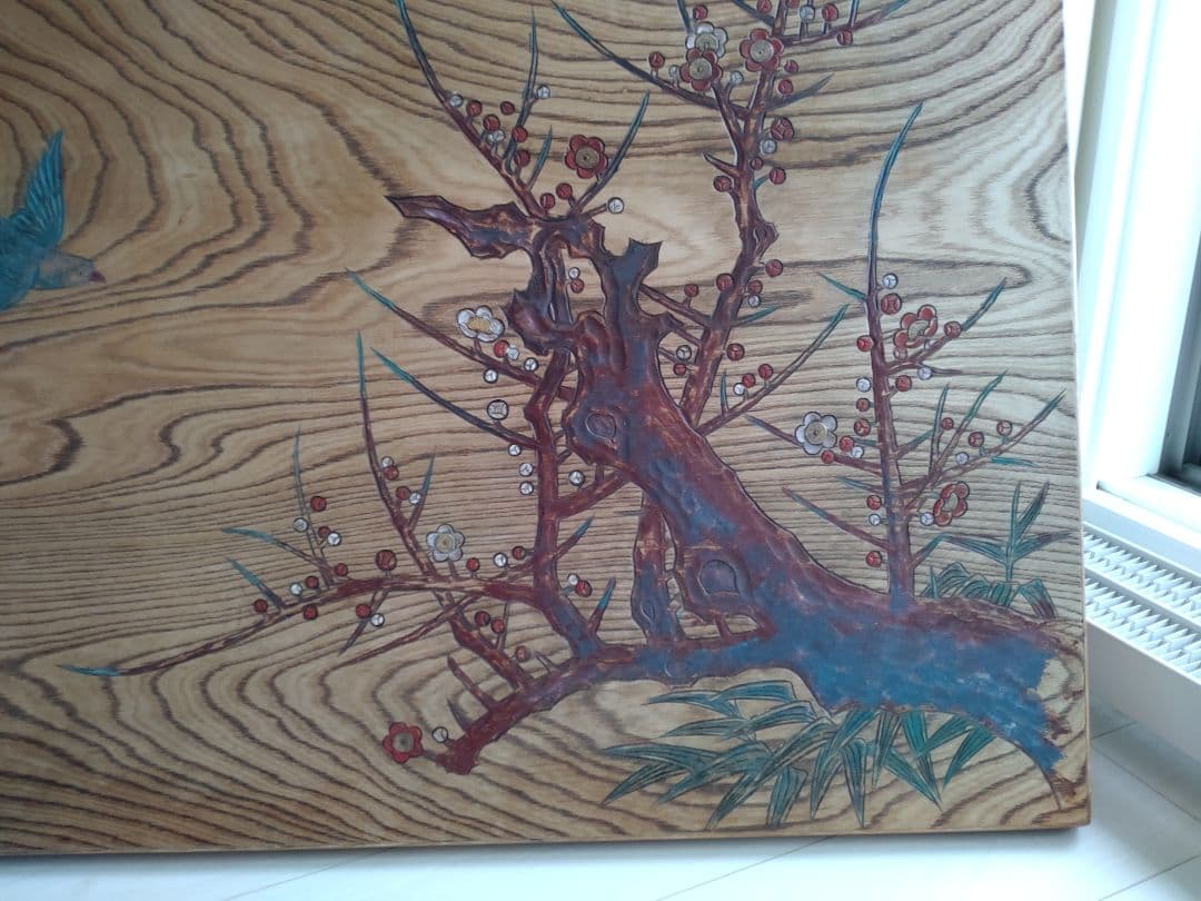 座卓　テーブル　梅とうぐいすのデザイン