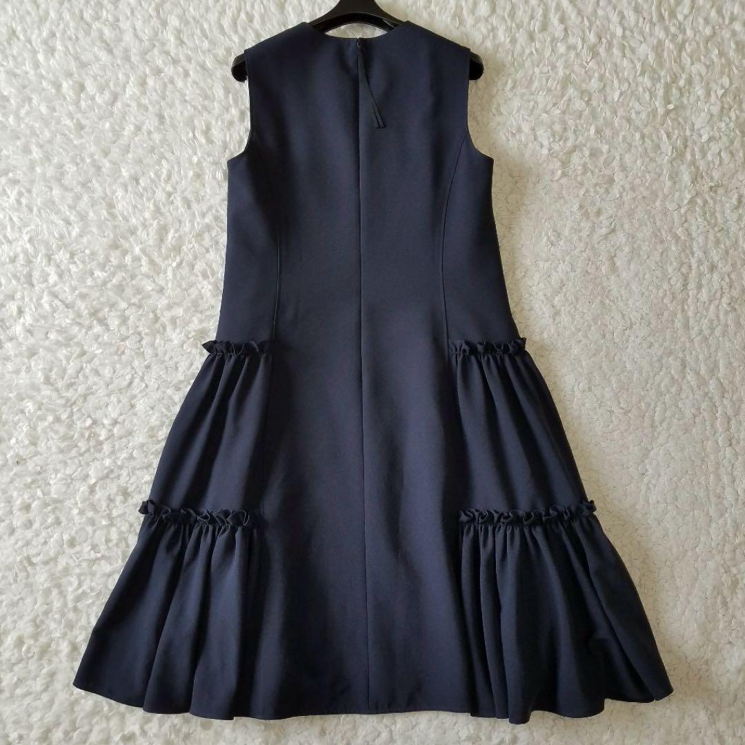 極美品✨希少 アディアム Ruched Dressワンピース フリル ネイビー
