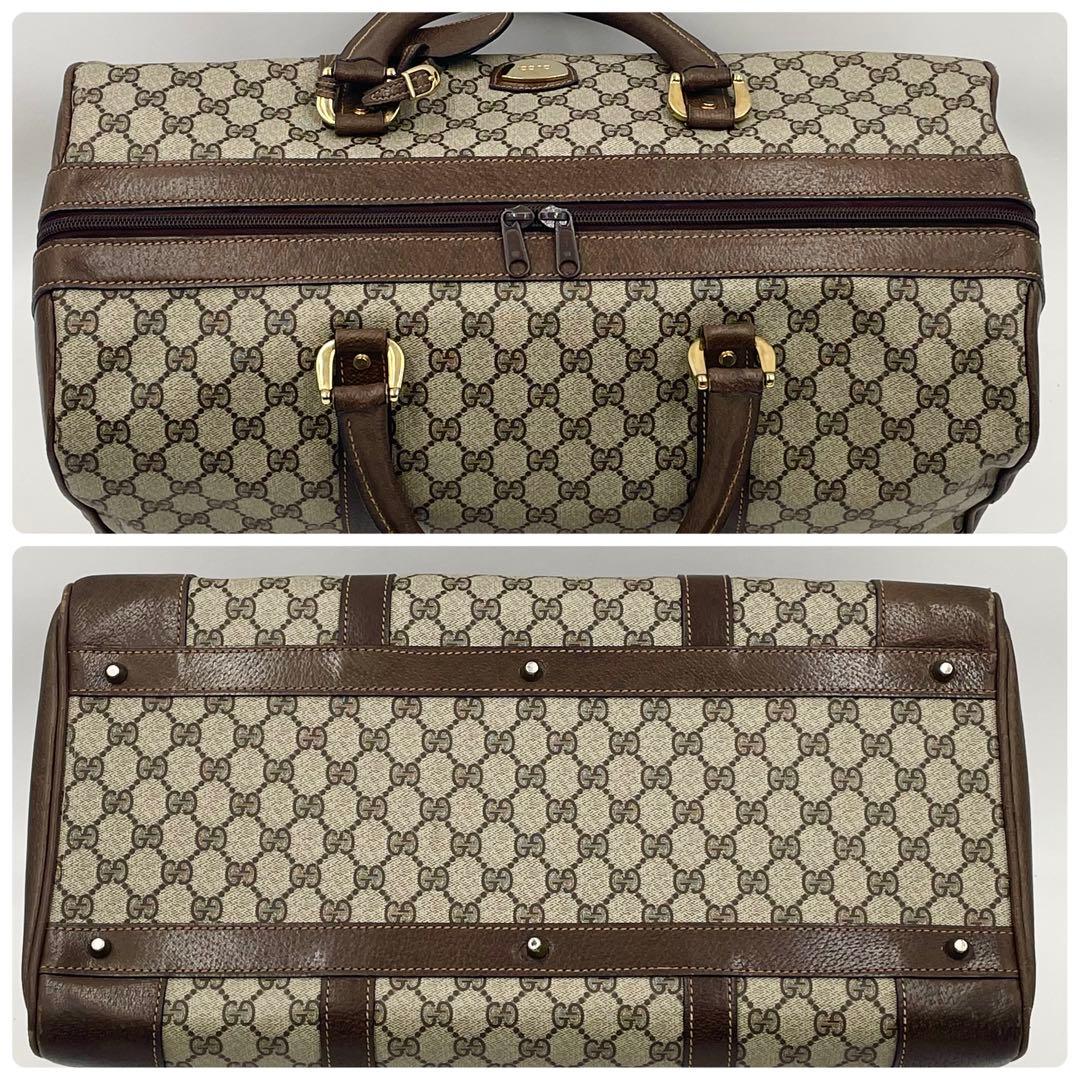 【極美品】オールドグッチ ボストンバッグ 大容量 GGスプリーム ブラウン