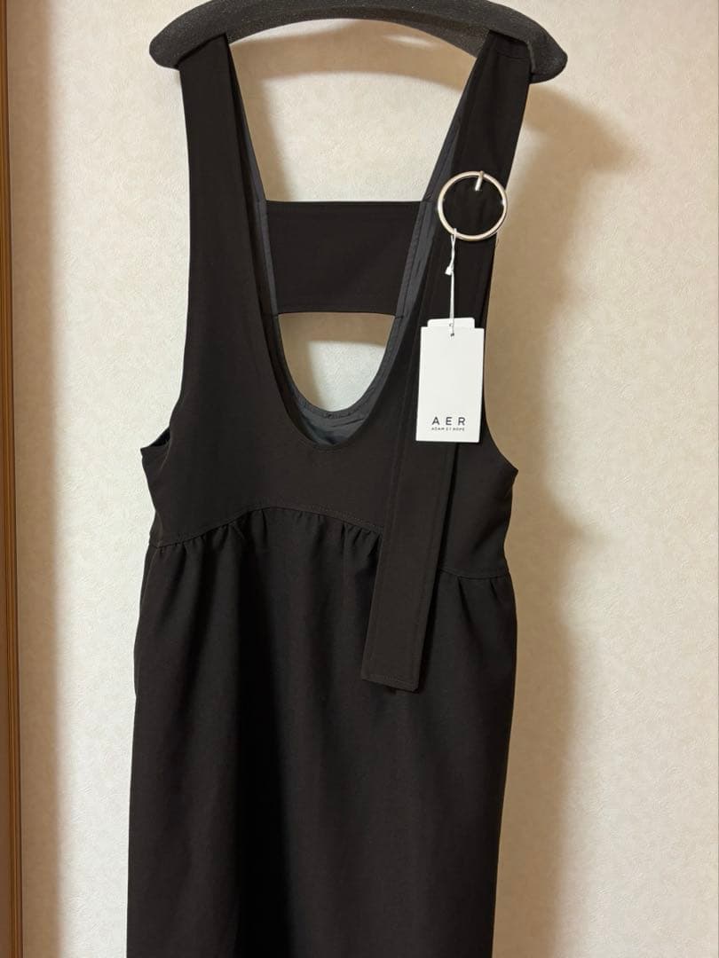 アダムエロペ　ディープネックAラインワンピース　ダークブラウン　38サイズ　新品