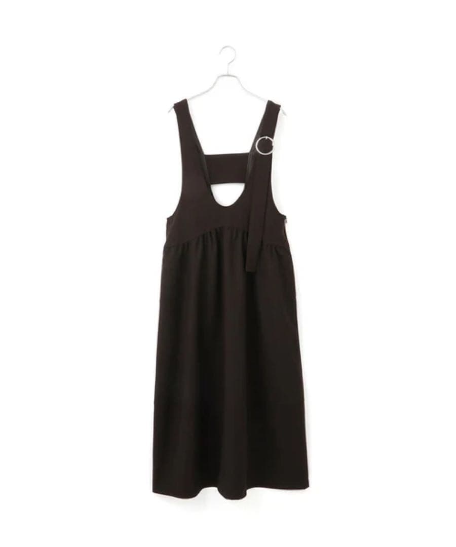 アダムエロペ　ディープネックAラインワンピース　ダークブラウン　38サイズ　新品