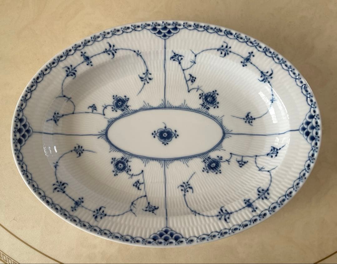 ロイヤルコペンハーゲン ブルーフルーテッド ハーフレース オーバルディッシュ