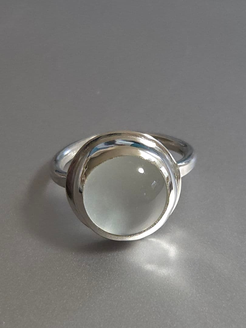 ハンドメイド　グリーン・クォーツ　シルバーリング　12号