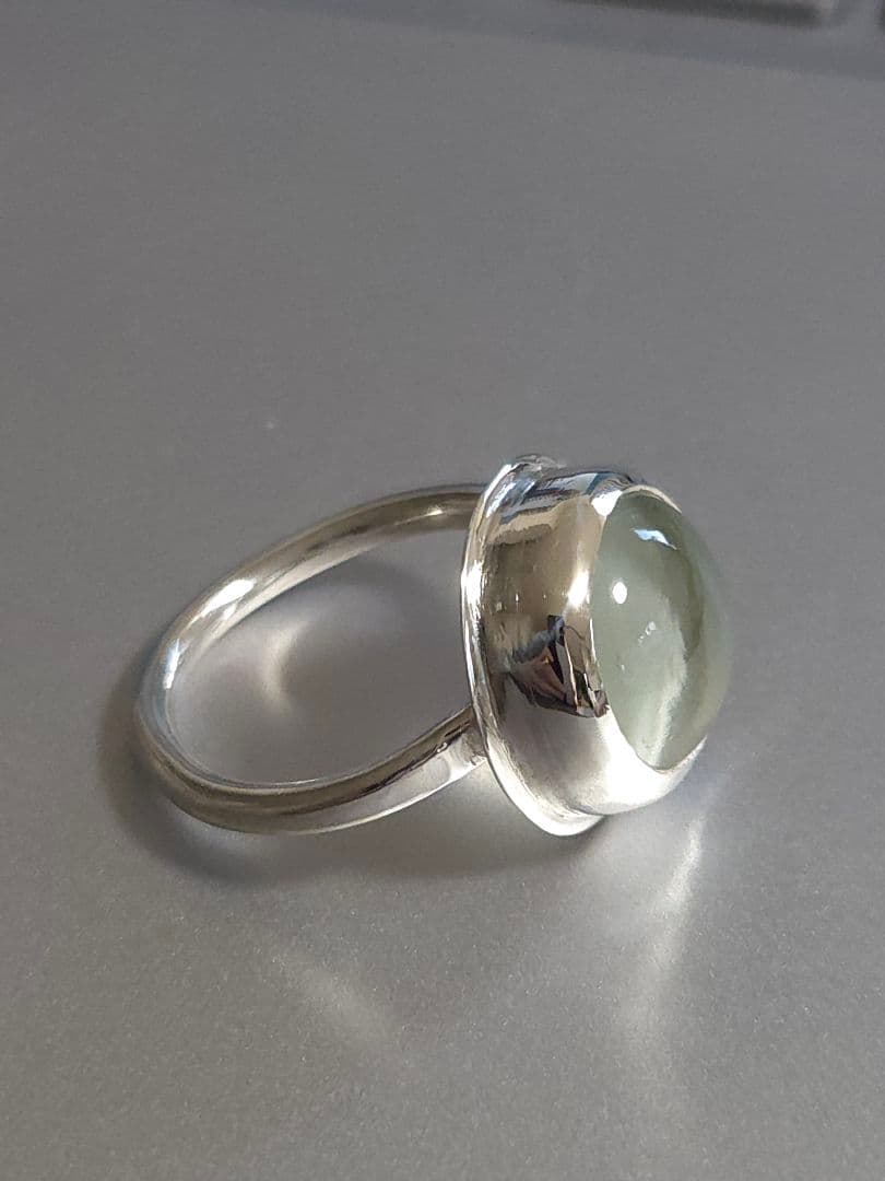 ハンドメイド　グリーン・クォーツ　シルバーリング　12号