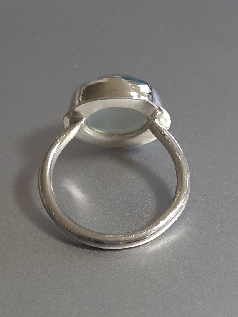 ハンドメイド　グリーン・クォーツ　シルバーリング　12号