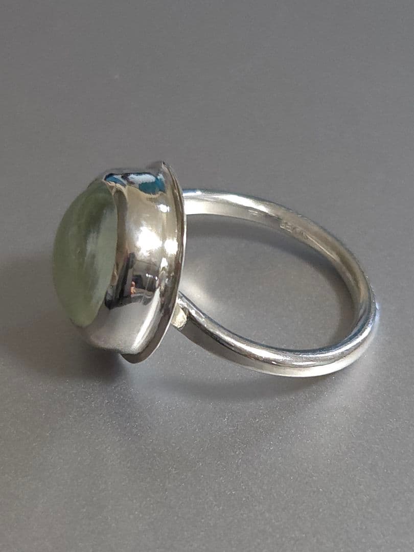 ハンドメイド　グリーン・クォーツ　シルバーリング　12号