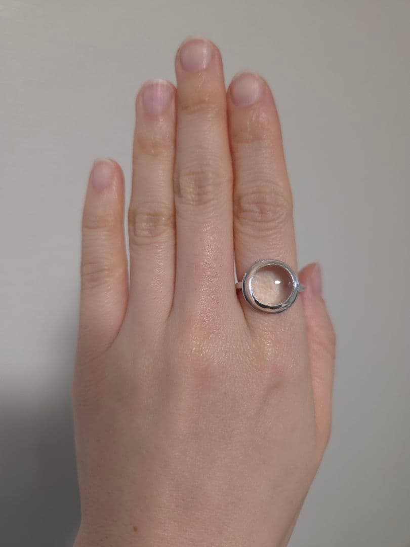 ハンドメイド　グリーン・クォーツ　シルバーリング　12号