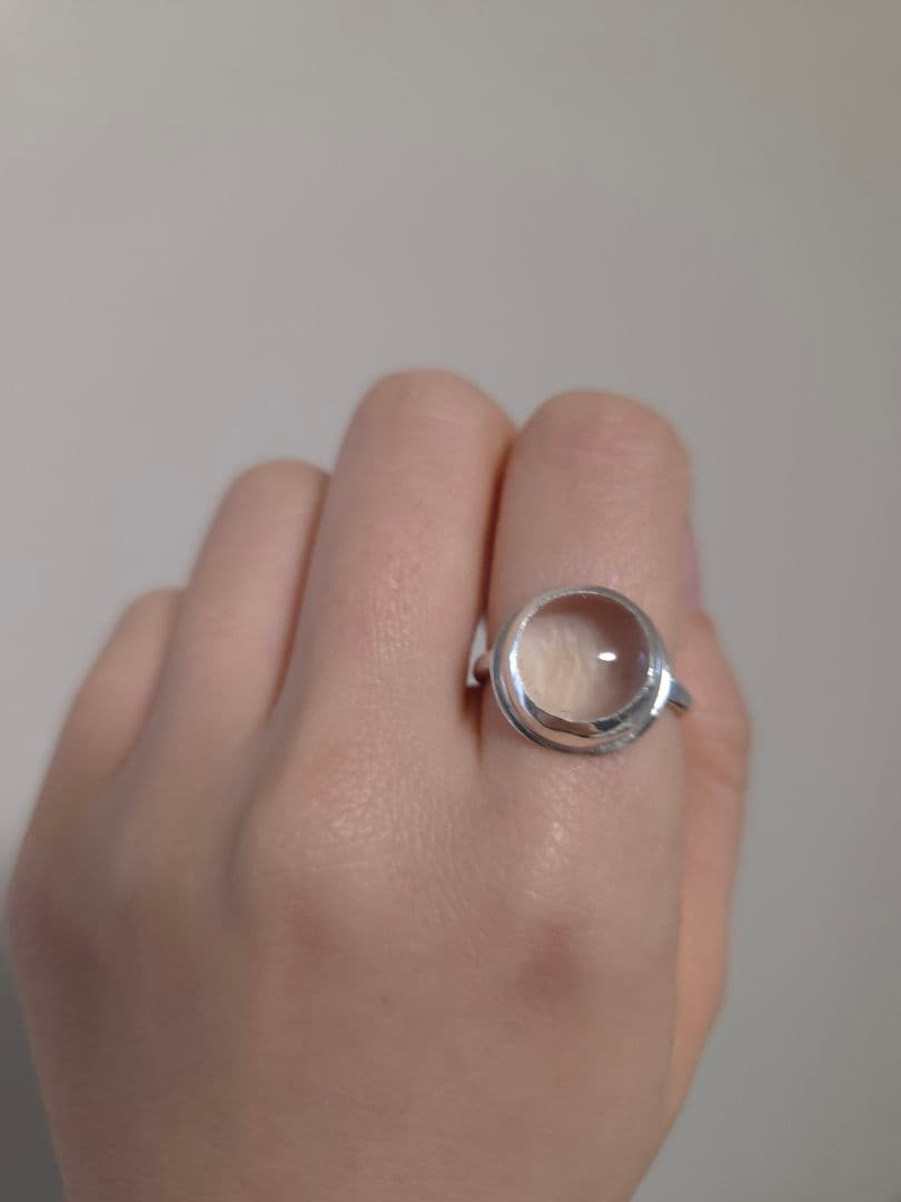 ハンドメイド　グリーン・クォーツ　シルバーリング　12号