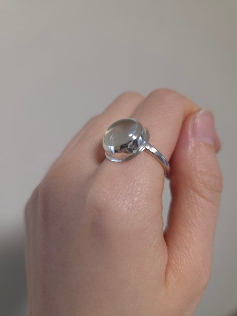 ハンドメイド　グリーン・クォーツ　シルバーリング　12号