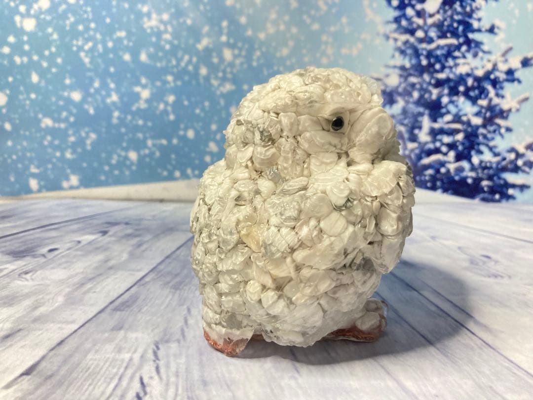 天然石　フクロウ　オルゴナイト　癒しのパワーストーン　ハウライト　大型