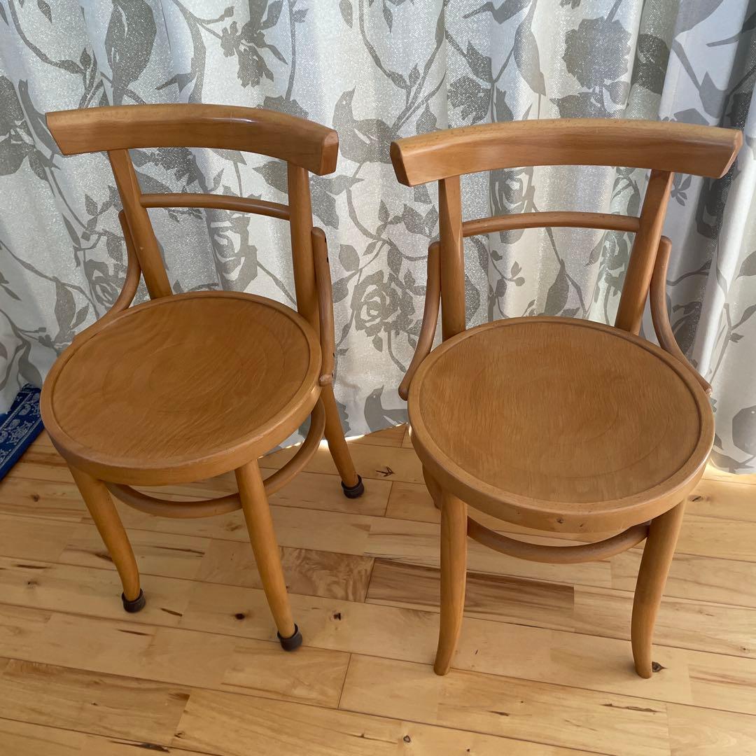 秋田木工 ベントウッドチェア 曲木 椅子 ダイニングチェア　2脚