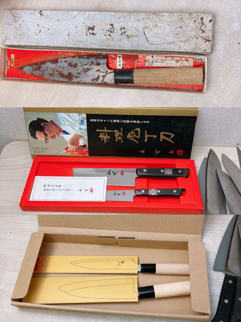 ジ*フ様 箱入り包丁 17箱 まとめ売り★濃州孫六 石鍋シェフ 田村魚菜 三徳