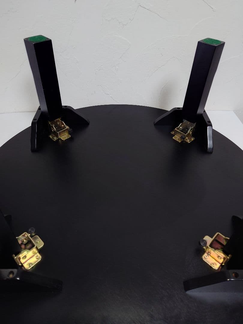 天然木製 折り畳みちゃぶ台 円卓 ローテーブル 楕円形座卓 卓袱台 昭和レトロ黒