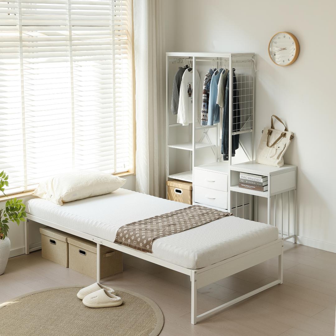 超人気！【シングル S】ベッドフレーム パイプベッド シングル 　WHITE