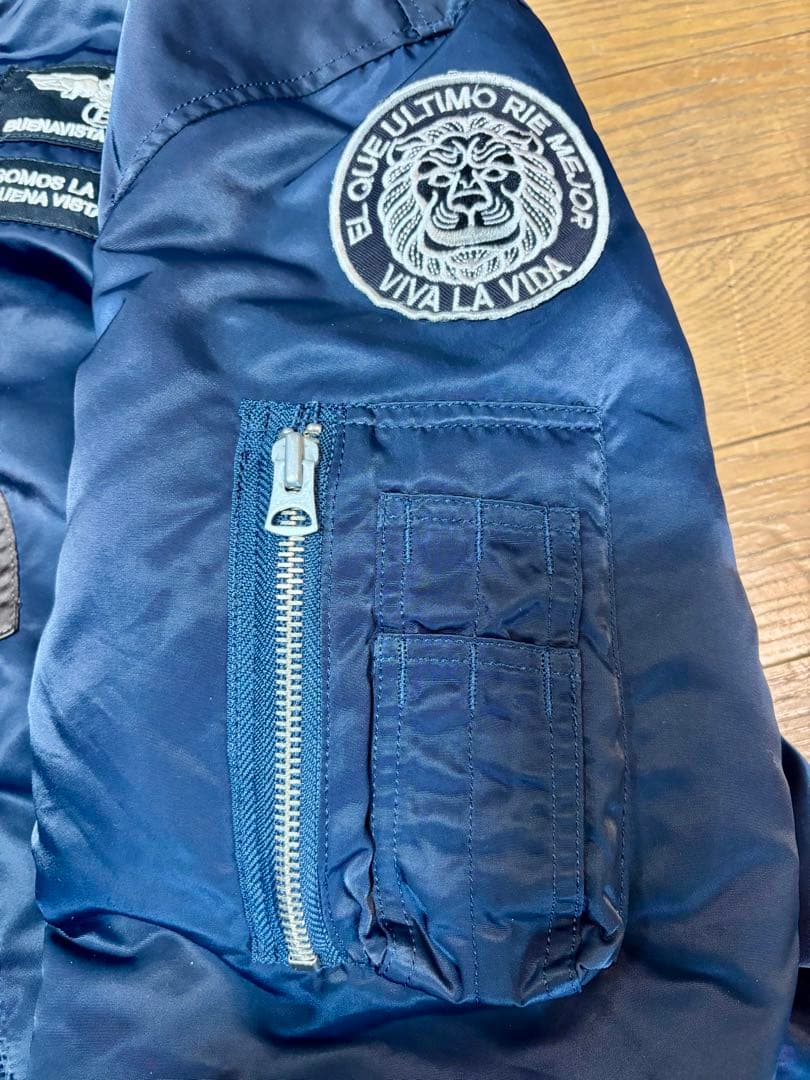 【美品】日本製　MA-1 中綿入り　Lサイズ　ネイビー