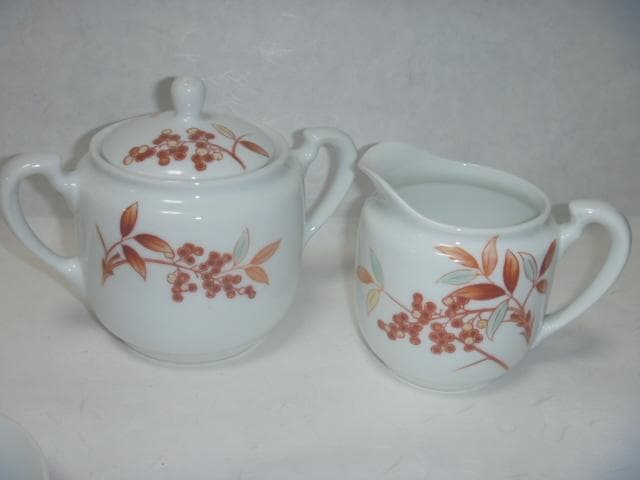 南天　ヴィンテージ　日本陶器会社　ノリタケ　白磁南天　クリーマー　シュガーポット