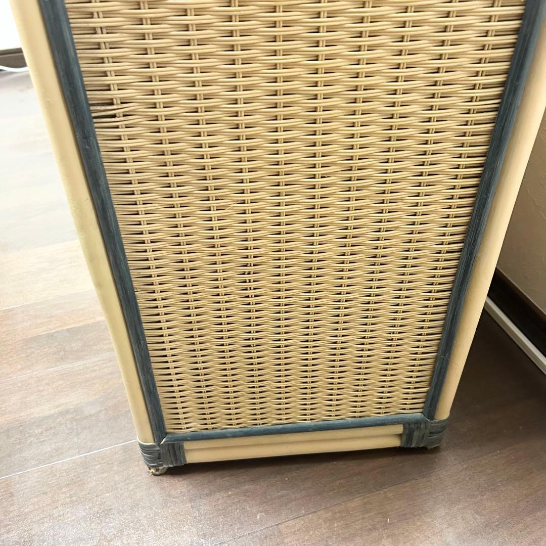 ラタン 5段チェスト 引き出し 収納 タンス 箪笥 電話台 ビンテージ