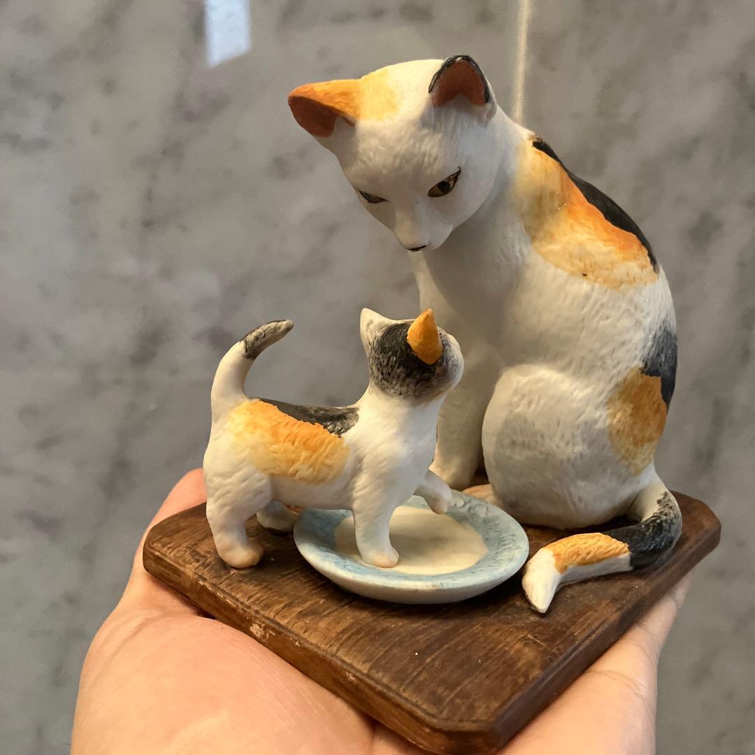 アメリカ80年代アイリーンスペンサーデザイン　仲睦まじい親子猫の陶器