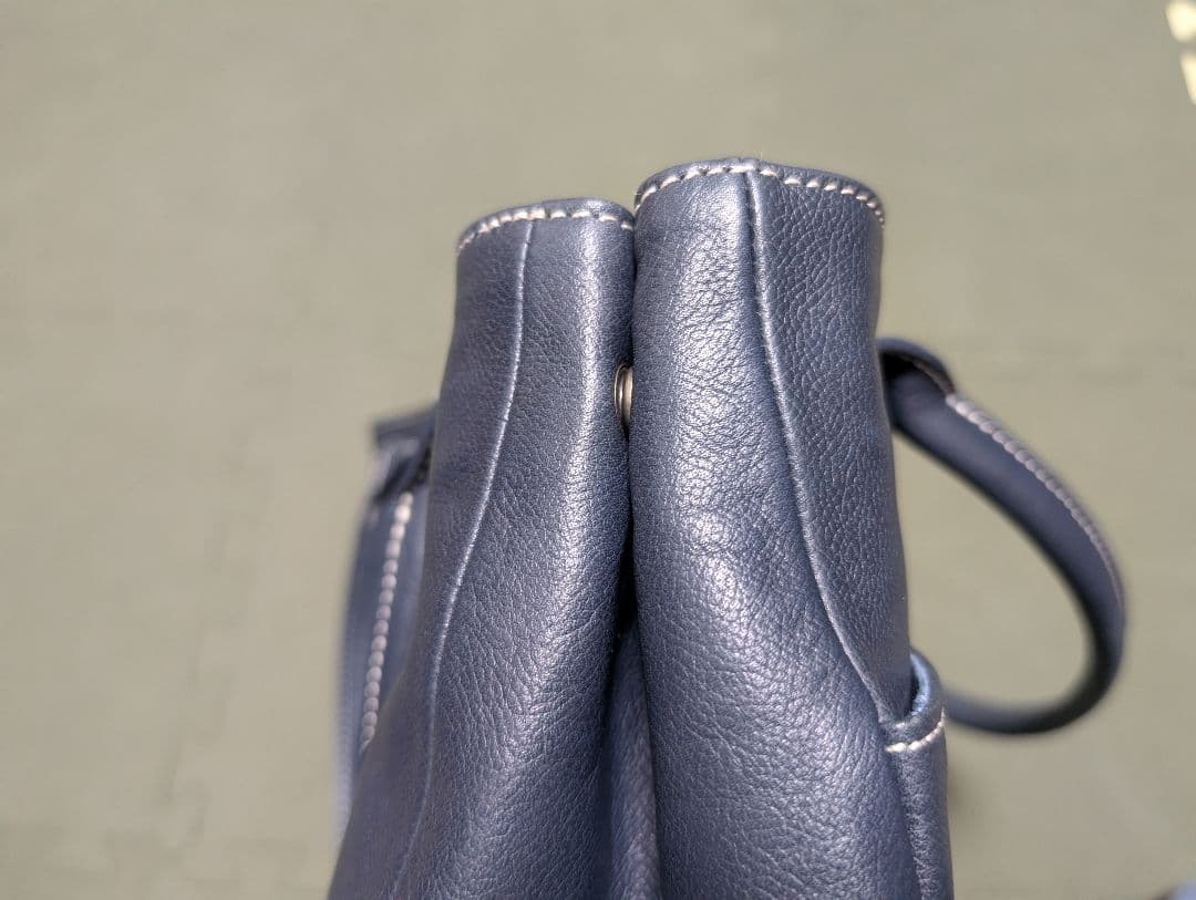 【極美品】マザーハウス トートバッグ 本革 ネイビー 間口2way A4収納可