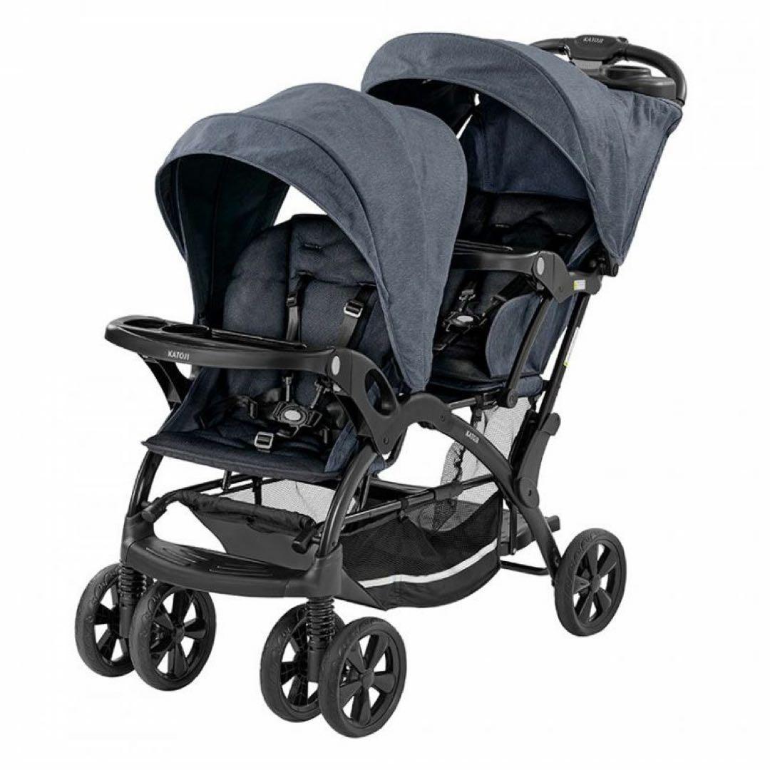 値下げ‼️カトージ　2人でゴーDX デニム　レインカバー付