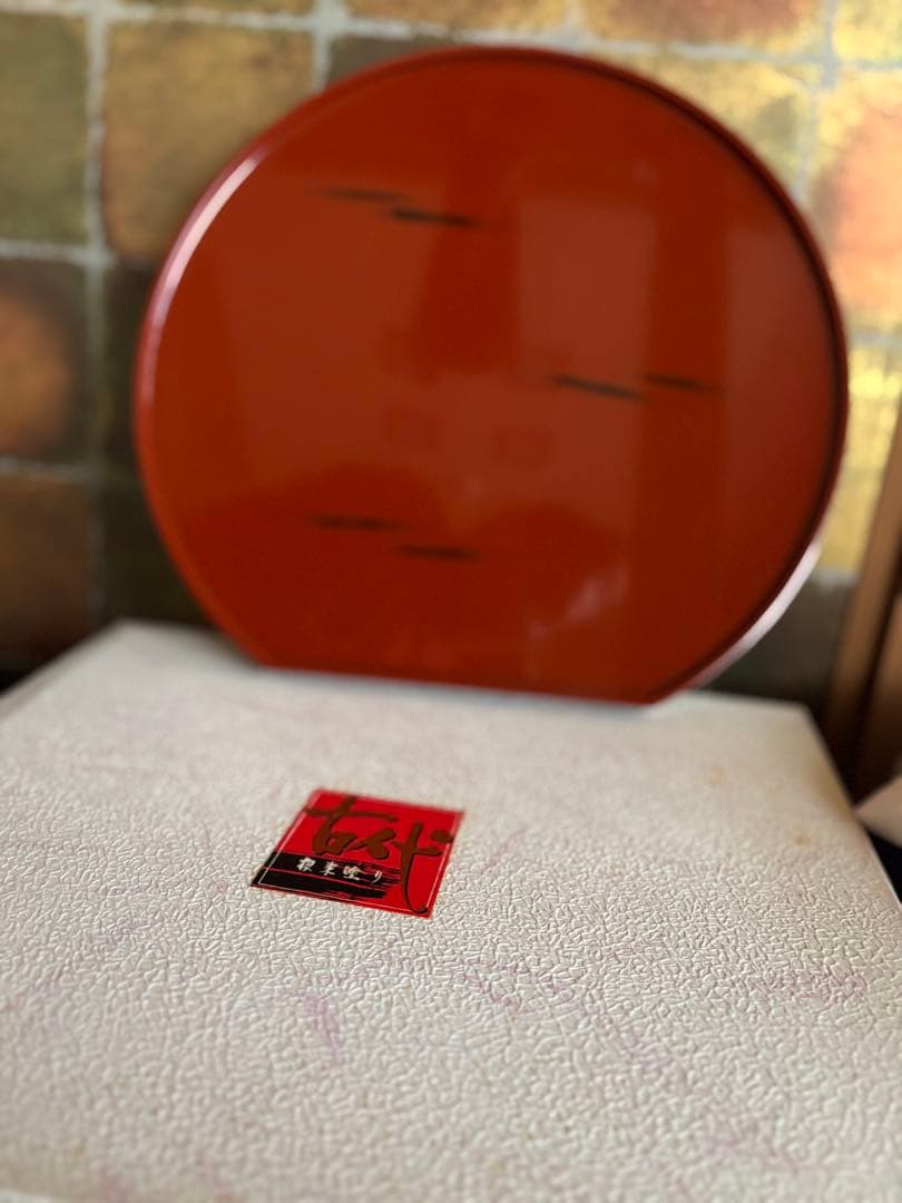 根來塗　根來の半月盆5枚