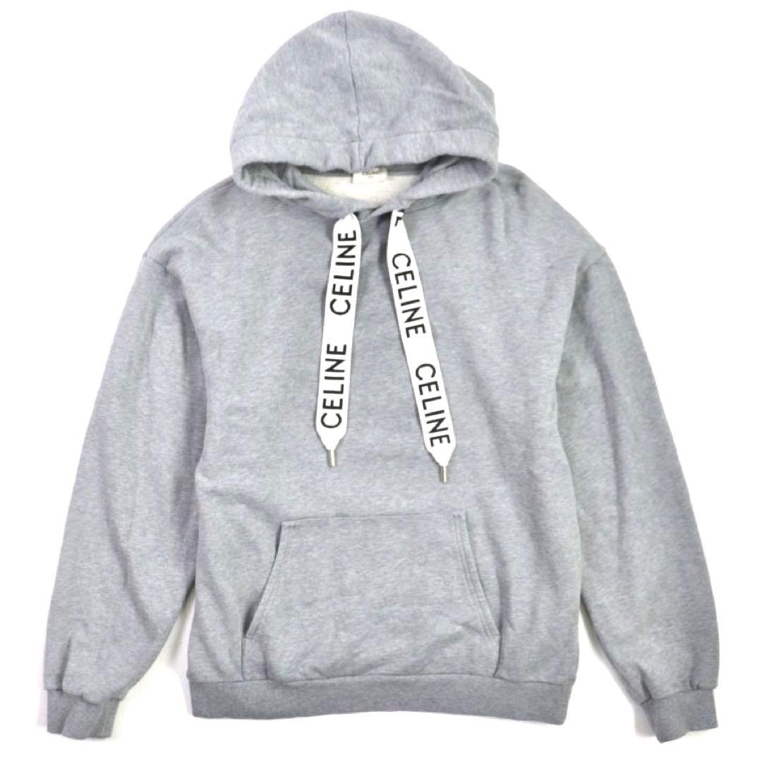 CELINE ルーズ フーディー / コットンフリース　メンズパーカー　グレー