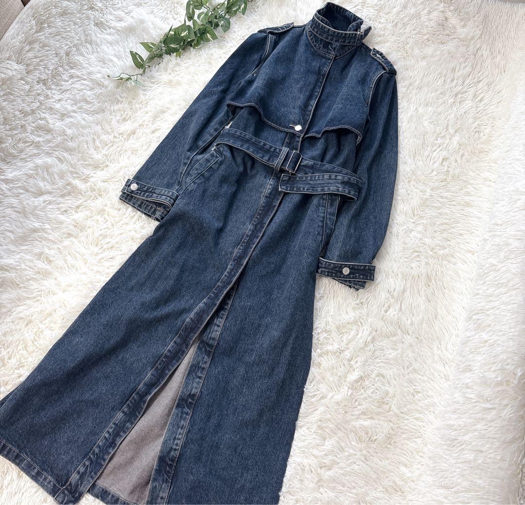【未使用】ZARA デニム トレンチコート ロングコート デニムコート M