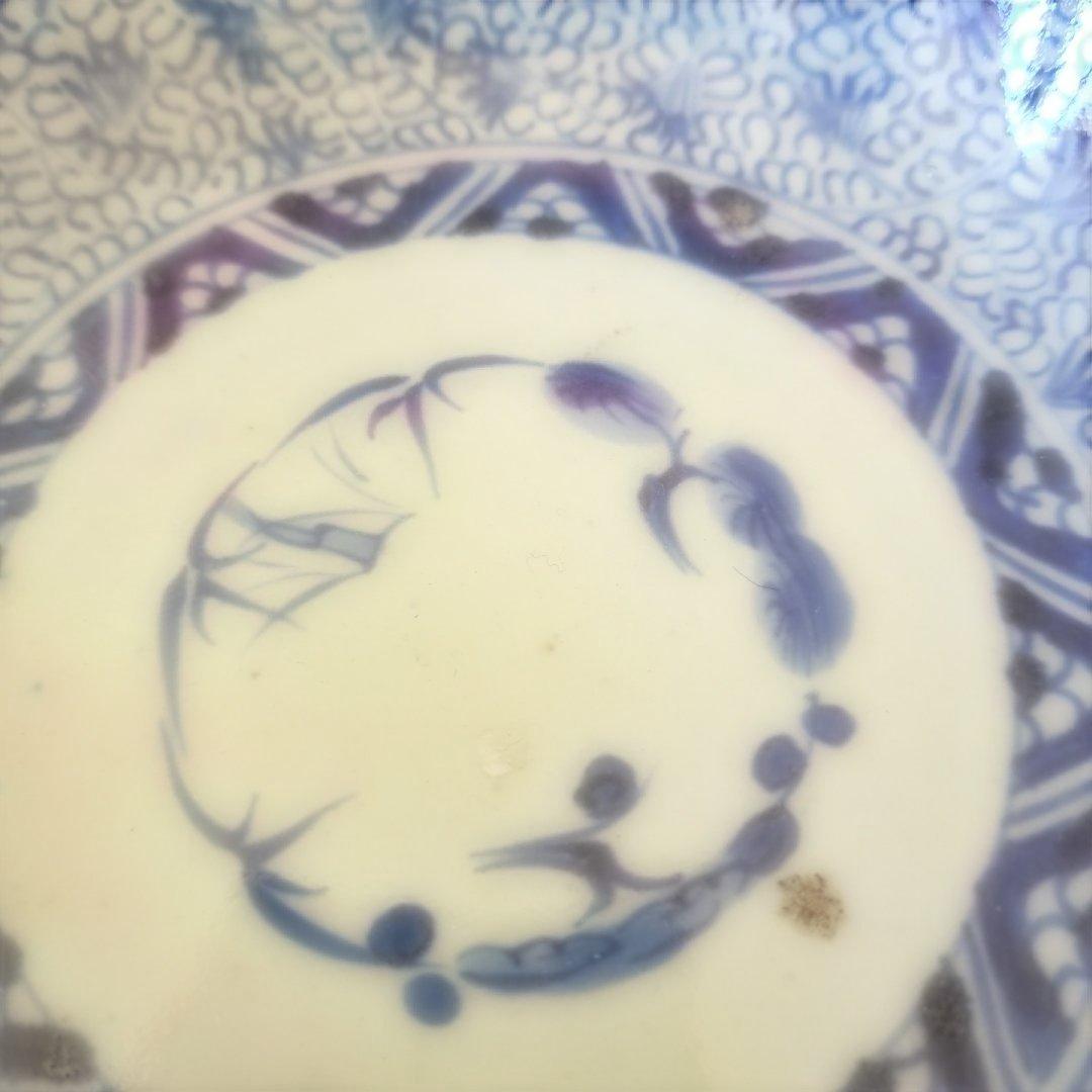 「人気の微塵(みじん)唐草文」 古伊万里皿(直径15.5cm) 3客セット 骨董