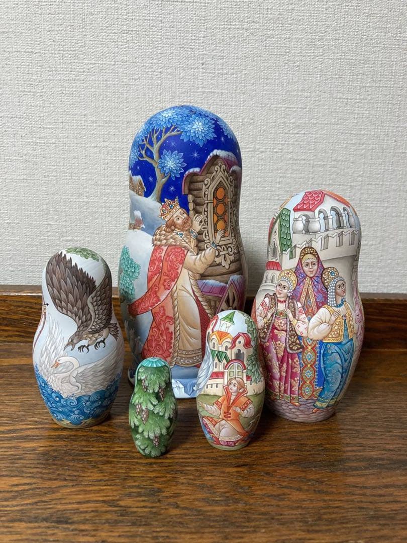 ロシア雑貨☆ プーシキン原作「サルタン皇帝」民話マトリョーシカ(5P)オルガ作