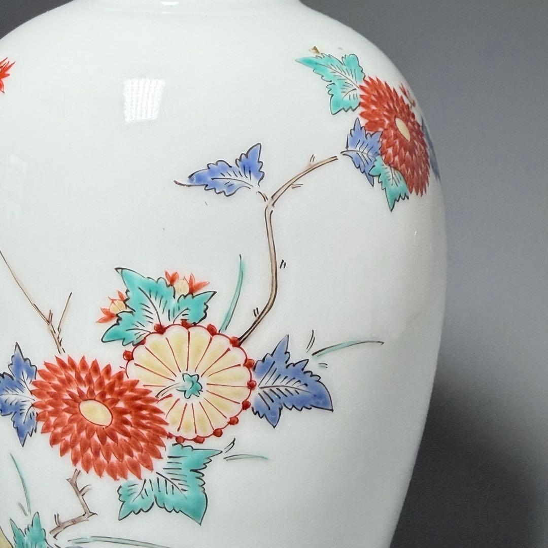 人間国宝　十三代　酒井田柿右衛門　錦　花鳥図花瓶　共箱　高20cm　本物